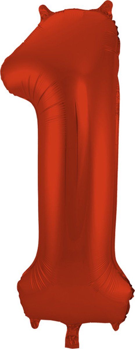 Folat - Folieballon Cijfer 1 Rood Metallic Mat - 86 cm