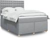 vidaXL Boxspring met matras stof lichtgrijs 160x200 cm