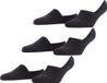 FALKE Step 3-Pack onzichtbar eenkleurig katoen multipack footies dames zwart - maat 39-40