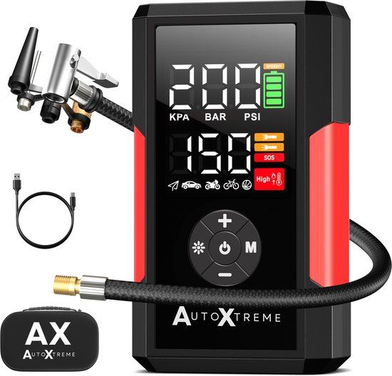 AutoXtreme Air-200 Mini Compressor Bandenpomp - 12V Compressor & Elektrische Fietspomp