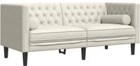 vidaXL Tweezitsbank Chesterfield-stijl Fluweel Crèmekleur