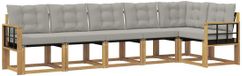 vidaXL - Salon d'angle - 6 places assises - Blanc et gris clair