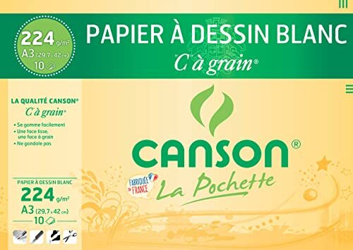 Canson 200027115 tekenpapier, DIN A3, 224 g/m²