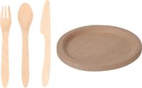 Merkloos / Sans marque Duni Benelux B.V. Houten verjaardag bestek voor 30x personen set en 30x Duurzame papieren taart/hapjes bordjes 23 cm