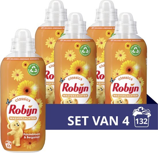 Robijn Classics Passiebloem &amp; Bergamot Wasverzachter - 4 x 33 wasbeurten - Voordeelverpakking
