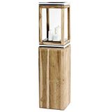 EDZARD Dubai lantaarn met voet, teak en vernikkeld roestvrij staal, hoogte 105cm