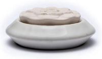 Phoenix Import Mani Bhadra Yogi & Yogini geursteen - Lotus - met Witte Basis - 7,5 cm