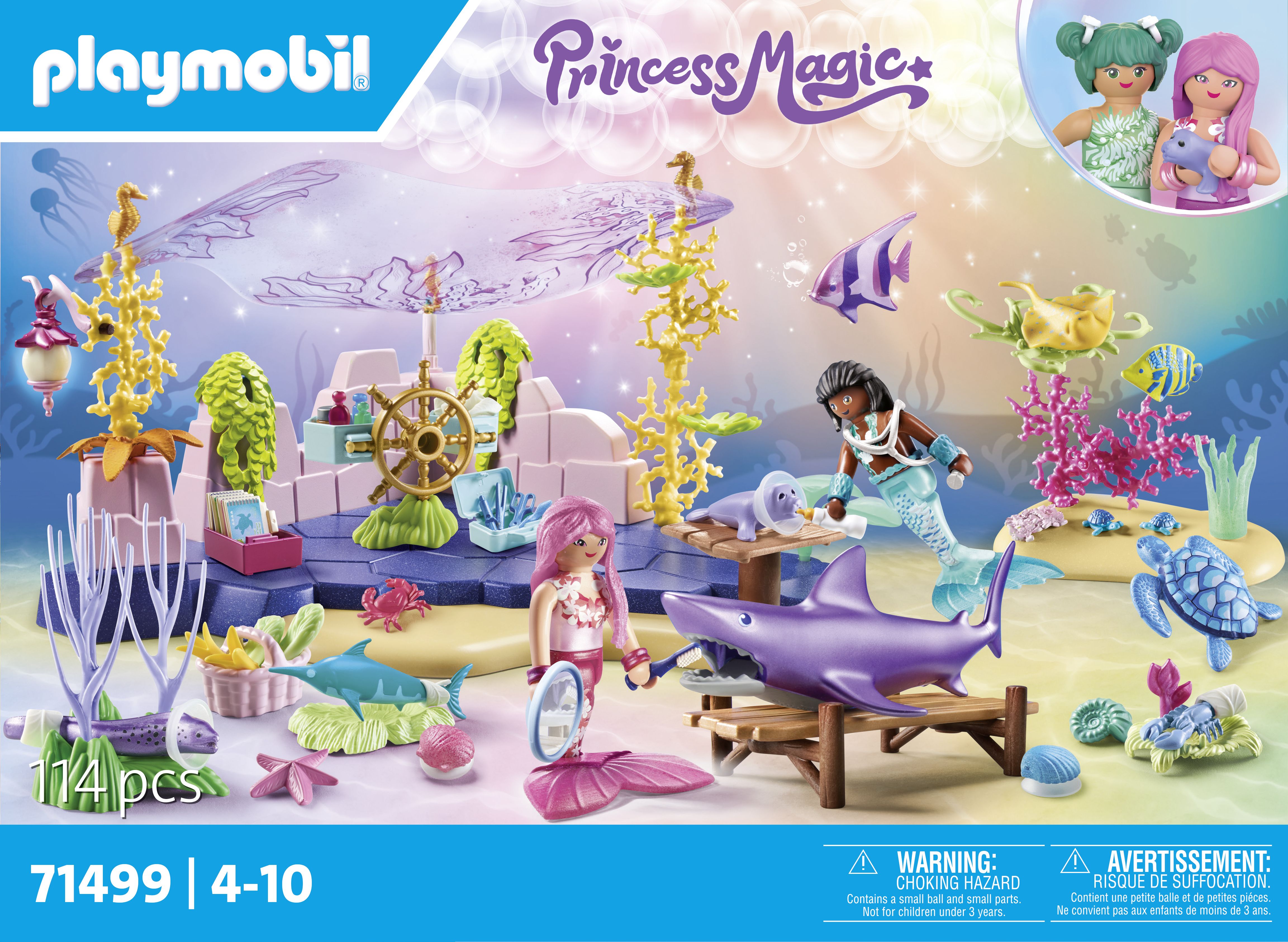 PLAYMOBIL Princess 71499 Magic Mermaid Animal Care - Action/Adventure Toy Set for Kids