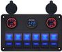 ProRide Schakelpaneel 12V voor Auto/Boot - USB Lader 4 Poorten met Voltmeter - QC3.0 - PUSB1QC-R - 6 Schakelaars