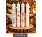 Lot de 4 bougies piliers décoratives en cire avec 40 motifs de Noël différents (2 x 19,5 cm, blanches)