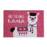 Relaxdays deurmat lama, kokosmat 'no drama lama', binnen en buiten, 40x60 cm, antislip, weerbestendig, roze/wit