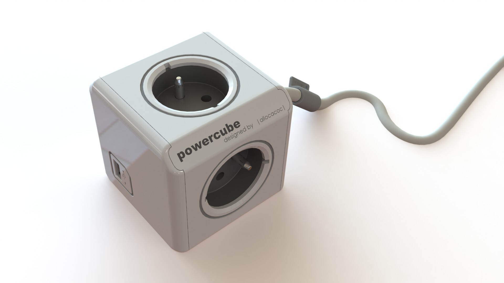 Allocacoc Powercube extended 3 x 16A + 2 x USB 2.0 A - 1.5 m