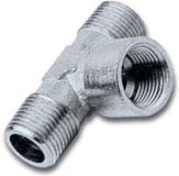 Instar T-stuk 1x 1/4" binnendraad 2x 1/4" buitendraad messing verchroomd