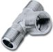 Instar T-stuk 1x 1/4" binnendraad 2x 1/4" buitendraad messing verchroomd