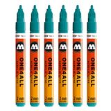 Molotow One4All 127HS #225 viltstift, 6 stuks, 2 mm, lagunenblauw, 2 mm