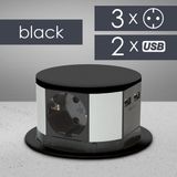 DELIGHT - Inbouw Pop-Up Tafelblad Stekkerdoos met 2x USB en 3 Stopcontacten - Zwart