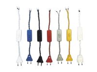 2 m gevlochten zijden koord set 2 x 0,75 mm + stekker zwarte schakelaar