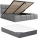 Vente-unique Lit avec rangement tissu gris 140 x 190 cm