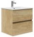 OEM Badkamerkastset, 2 lades, keramische wastafel, 60 cm, naturel
