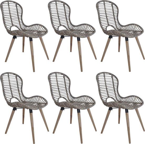 vidaXL Eetkamerstoelen 6 stuks natuurlijk rattan bruin