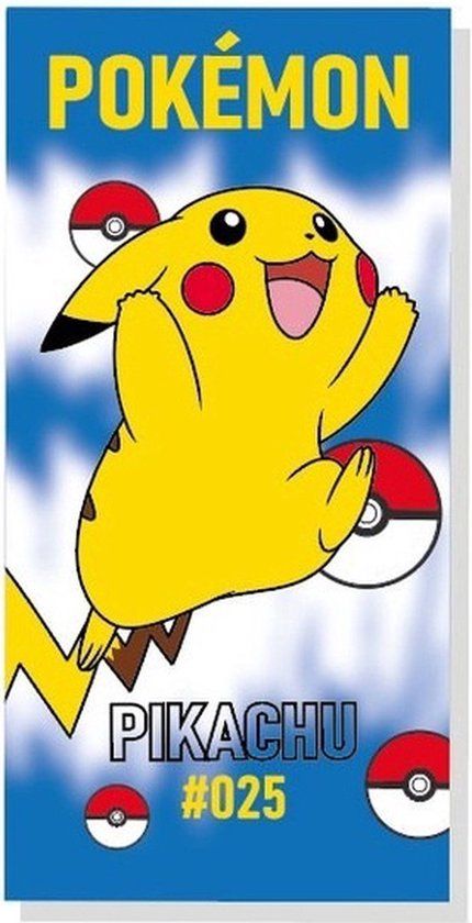Pokemon Pika Pika Handdoek - 140 x 70 cm - Lichtblauw - Microvezel