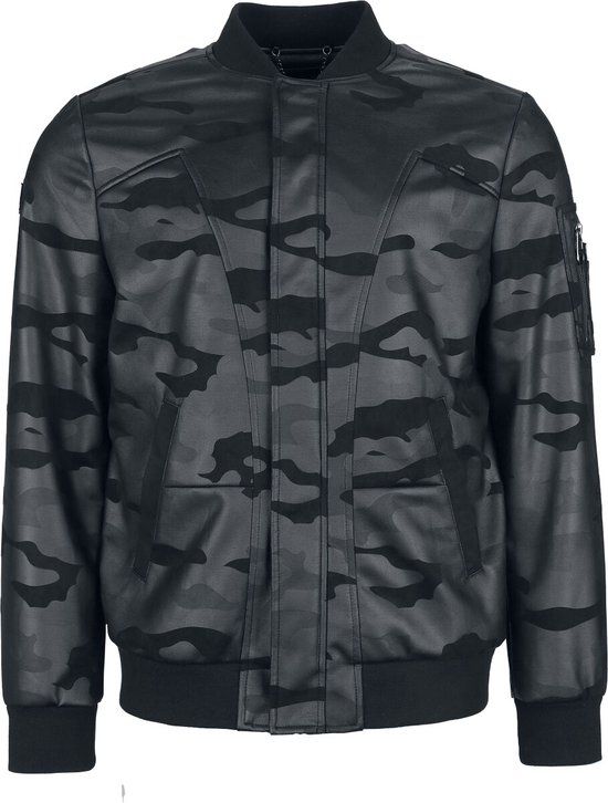 Black Premium by EMP Zwarte overgangsjas met camouflagevlagpatroon - Heren - L