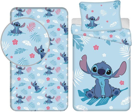 4KidsOnly Jerry Fabrics Lilo & Stitch Dekbedset - Eenpersoons - Polyester/Katoen - Blauw