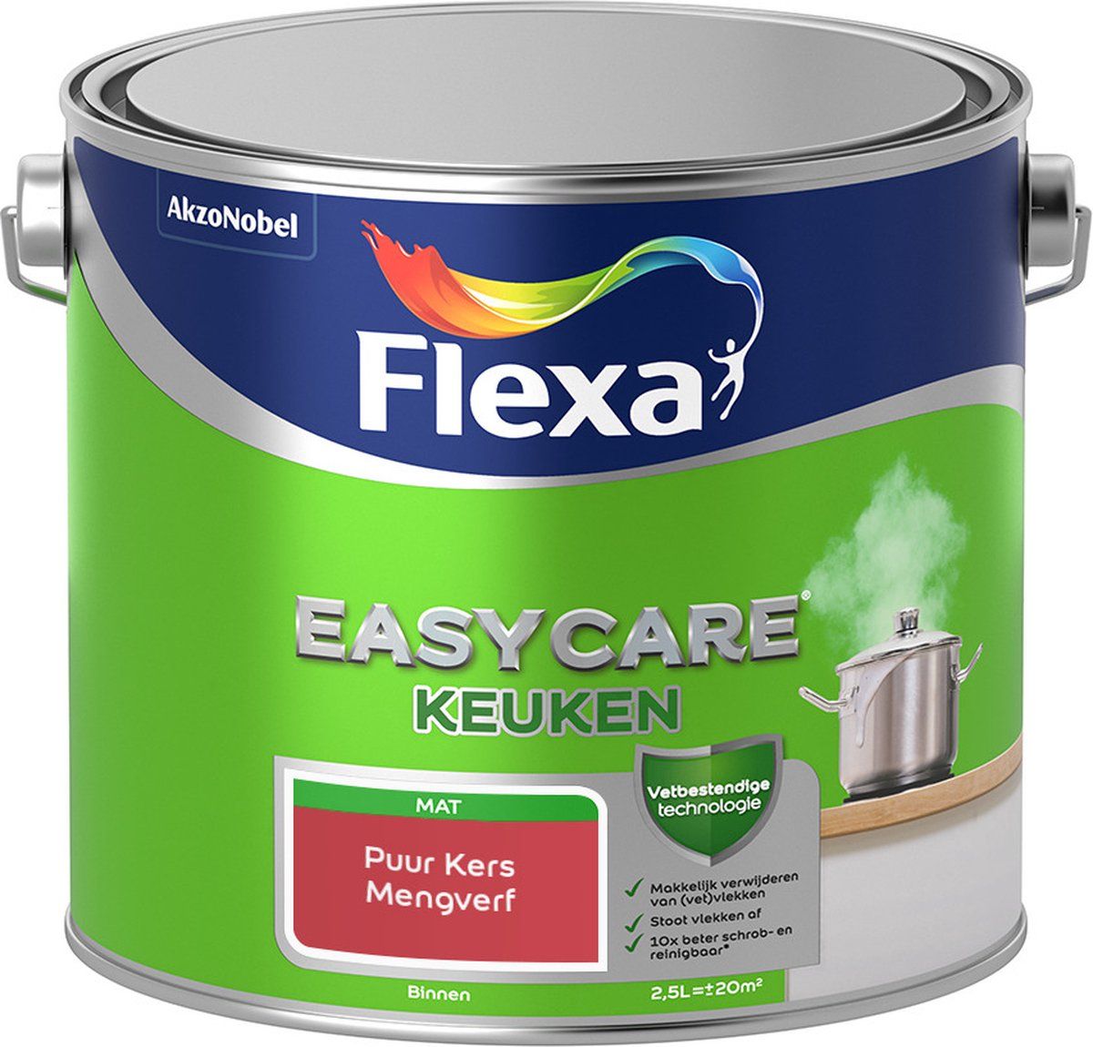 FLEXA Easycare Muurverf - Keuken - Mat - Mengkleur - Puur Kers - 2,5 liter