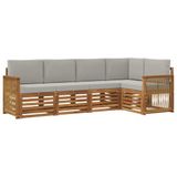 vidaXL - Buiten - bank - set - 4 - st - Naturel - en - lichtgrijs