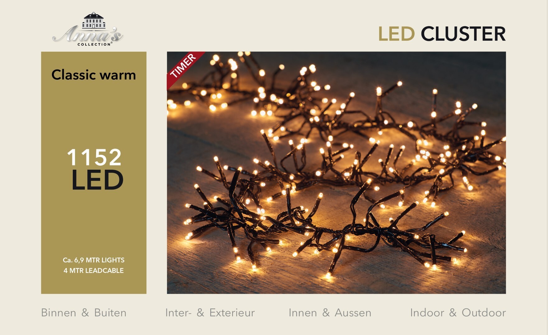 CBD Led classic cluster lights 1152l/6,9m - 4m aanloopsnoer zwart - bi-bui trafo