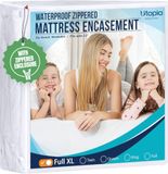 Utopia Bedding Matrashoes met ritssluiting, volledig XL, 100% waterdicht en bedwantsbestendige matrasbeschermer - absorberende, zeszijdige matrashoes