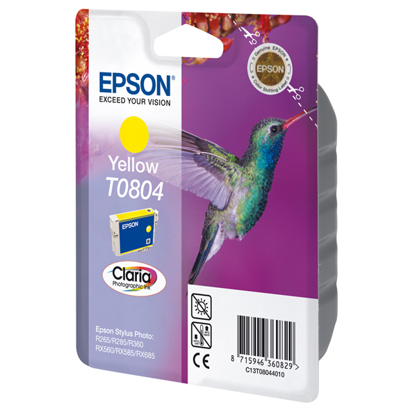 Epson Hummingbird inktpatroon Yellow T0804 Claria Photographic Ink single pack / geel