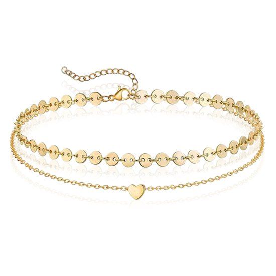 LGT JWLS Lookinggoodtoday Pailetten Enkelband Heart - Goudkleurig