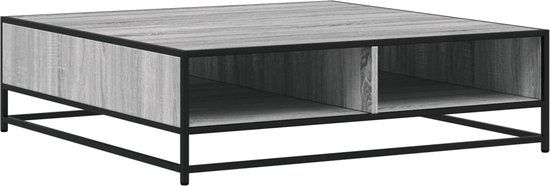 vidaXL Salontafel 100x100x30 cm bewerkt hout en metaal grijs sonoma