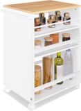 bomoe Bengt – Keukentrolley op Wieltjes 50x79x38 cm – Serveerwagen Hout met 3 Planken & FSC® werkblad – Wit & Eik