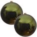 Decoris Kerstbal - 2x - donkergroen - groot - 20 cm - kunststof - glans