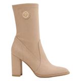 ESPRIT suèdelook enkellaarzen met blokhak - taupe