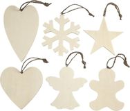 Merkloos / Sans marque Creativ Company B.V. Kersthangers figuurtjes - 6x st - hout - 9 tot 11 cm - kerstornamenten - kerstboomversiering