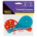 Idena 40435 PartyFun Paddle, 4 stuks, met kunststof rackets in rood en blauw en elk een roze bal, afmetingen ca. 12,5 x 5,5 cm