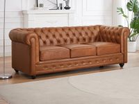 Vente-unique CHESTERFIELD Driezitsbank - Camel - Leer - 205 cm