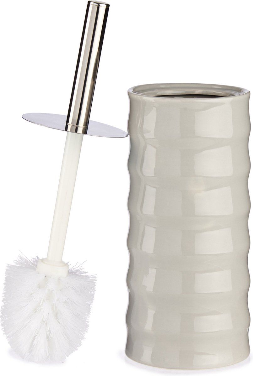 Berilo Toiletborstel kiezelgrijs gestreept bamboe 31 cm