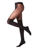 FALKE Overknee met peluche overknee sok materiaal sheer 25 DEN panty dames noir - maat M