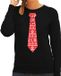 Bellatio Decorations Shoppartners Bv Stropdas Kersttrui / sweater - Kerstpatroon rood - zwart - voor dames - Kerstdiner kleding S