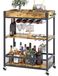 Chariot de service chariot de cuisine chariot de bar - Trois étagères - 64 x 35 x 85 cm - Grain de bois brun