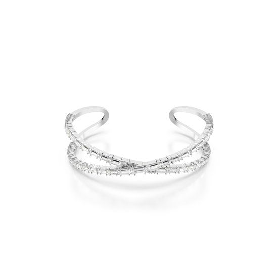 Swarovski Hyperbola Cuff Armband voor Dames - Zilverkleurig - Metaal - Zirkonia - 15.9 cm
