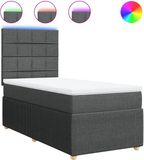 vidaXL Boxspringbed met matras, donkergrijs, 100x200 cm, gestoffeerd
