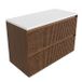 Saniclass Ensemble de meubles de salle de bain - 100x45x62.5cm - Plateau en surface solide Torino blanc - sans trou de robinetterie - 2 tiroirs - noyer mat pur (bois)