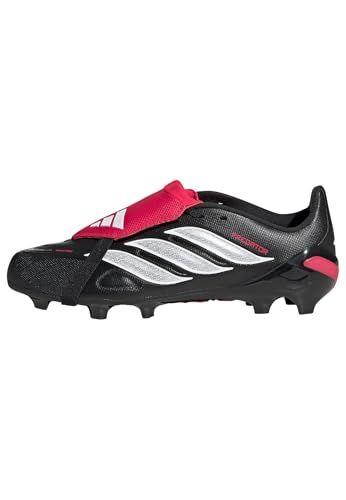 adidas Predator League Fold-Over Tongue Firm Ground Football Boots Kids Shoes, Core Black/Ftwr White/Lucid Red, 38 EU