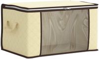 vidaXL Opbergdoos met transparant zijpaneel, crèmekleurig, non-woven stof