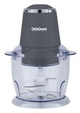 Digiquest Accessoire hachoir avec échelle de plastique, puissance 300 W, bol 0,75 l, commande par pression, système à quatre lames, lavable au lave-vaisselle, gris